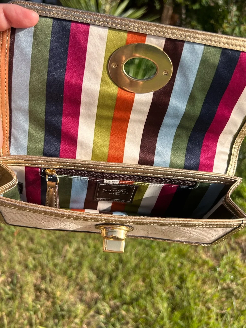 Coach 65th Anniversary Legacy Lined turn lock  Zoe Clutch